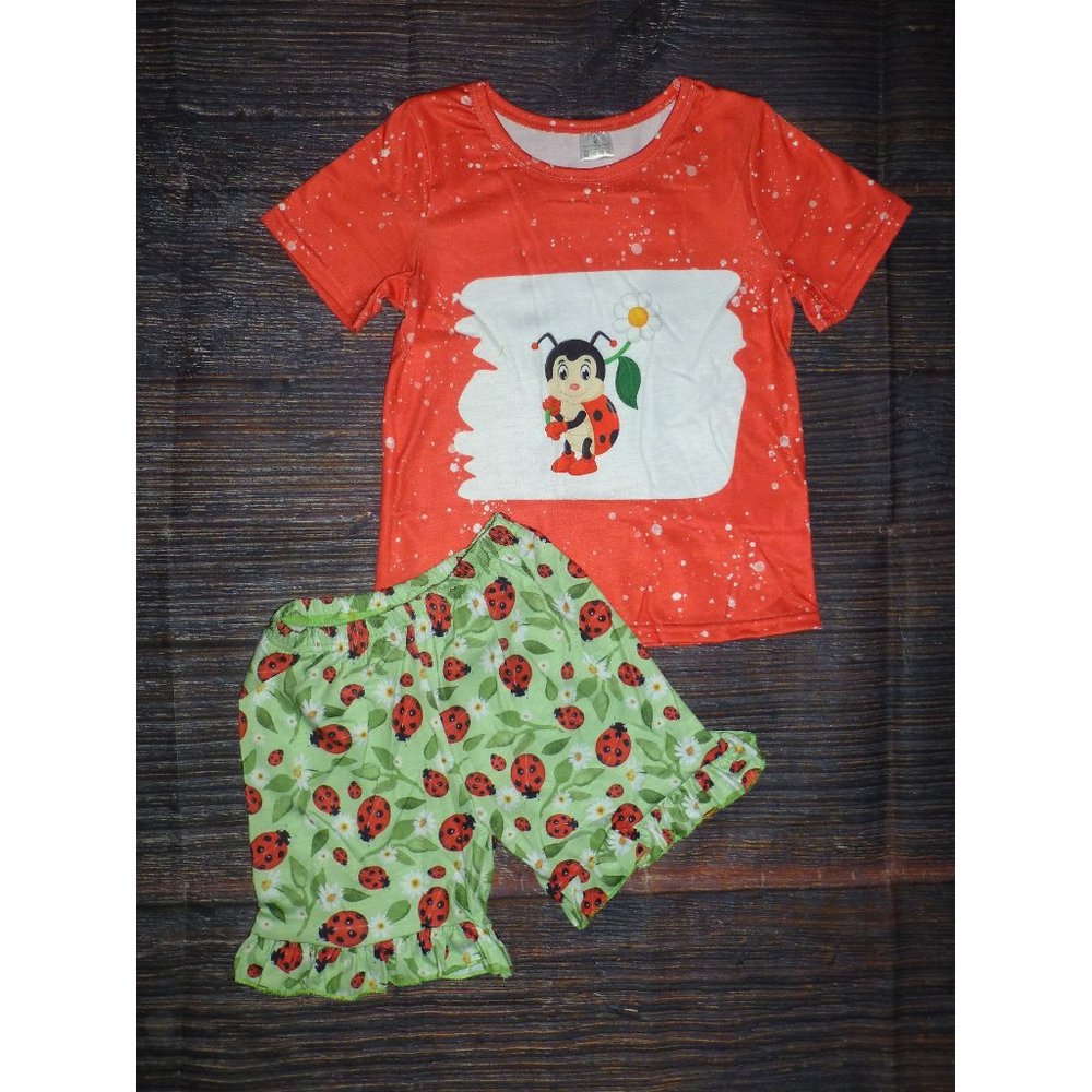 Boutique Ladybug Girls Shorts Outfit Set